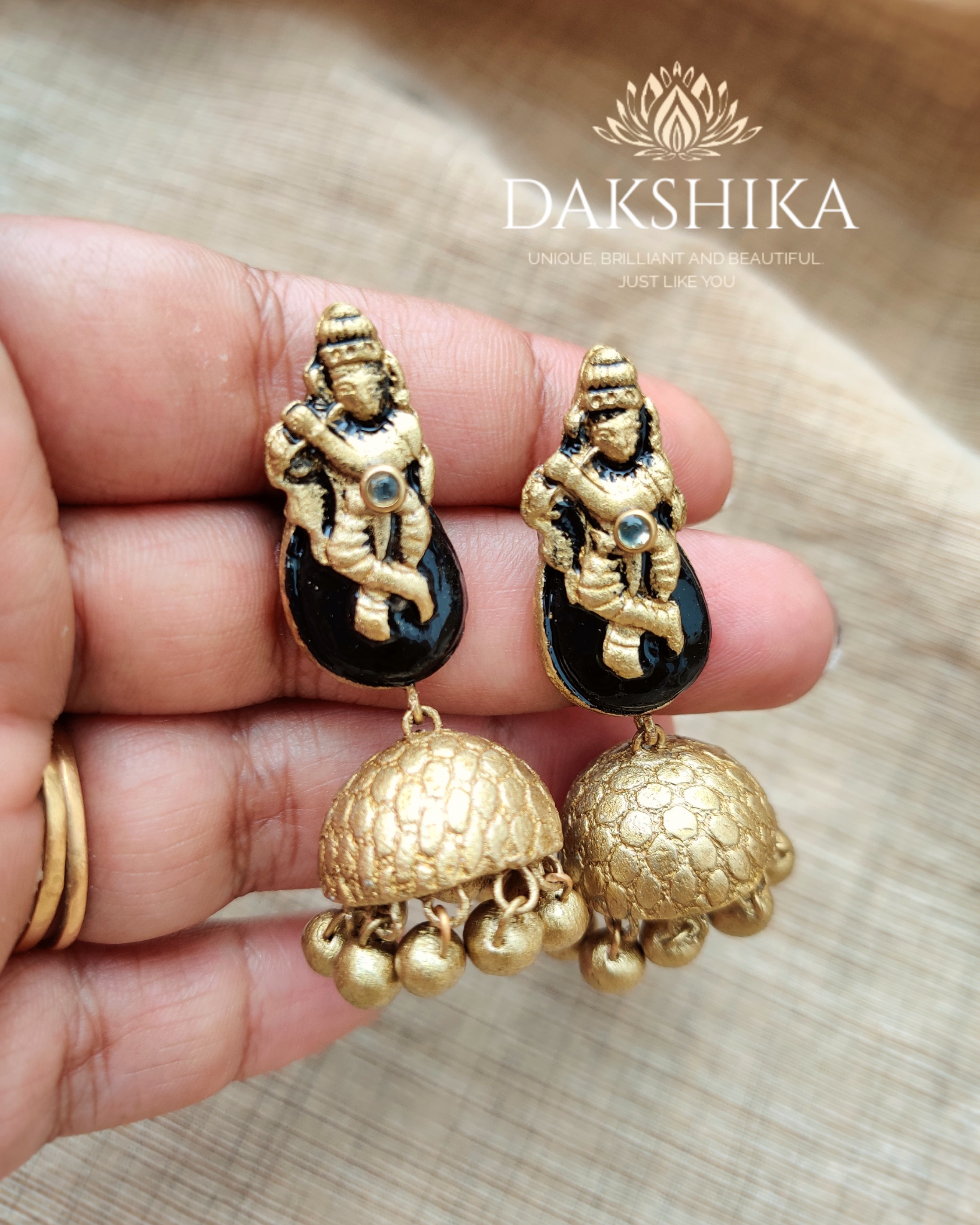 Black beads deals earrings in gold