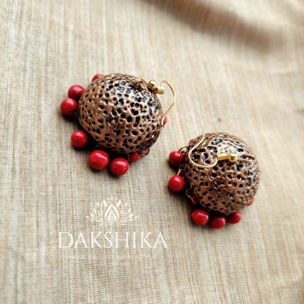Terracotta- Medium Size Jhumka ( Copper with Red & Black)