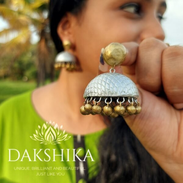 Terracotta- Big Size Jhumka ( Golden with Silver)