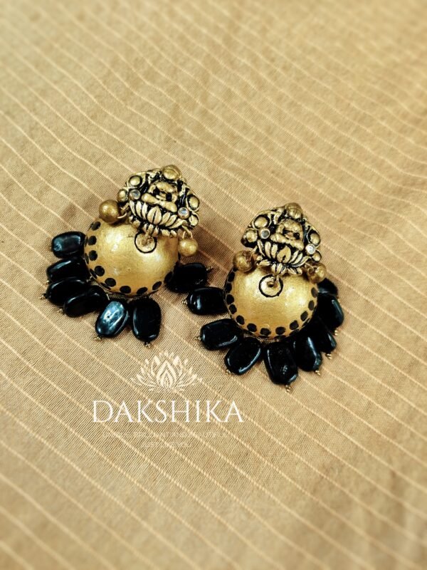 Terracotta- Big Size Jhumka ( Golden with Black)