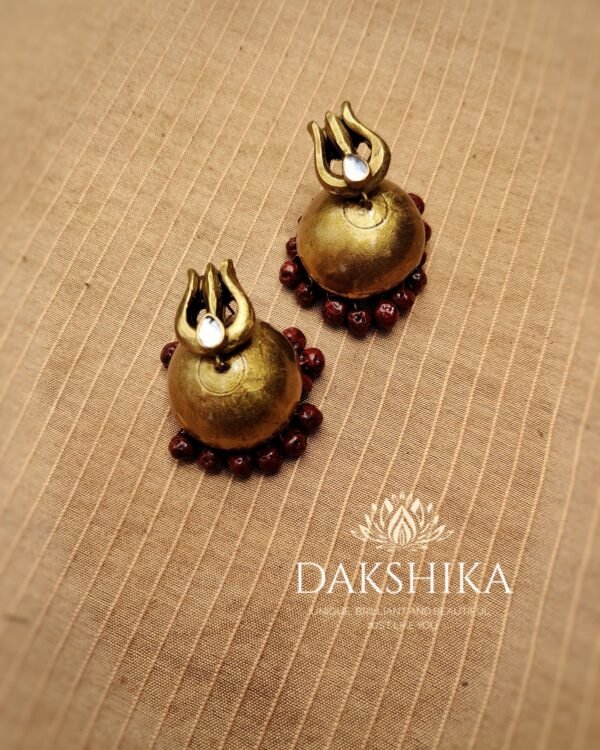Terracotta- Medium Size Jhumka ( Golden with Brown)
