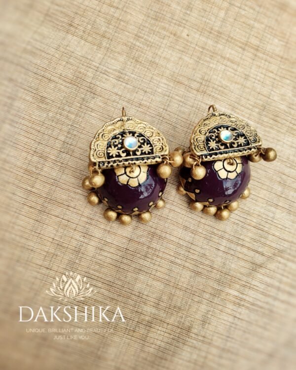 Terracotta- Medium Size Jhumka ( Golden with Brown)