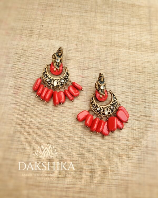 Terracotta- Big Size Earrings ( Golden with Orange )