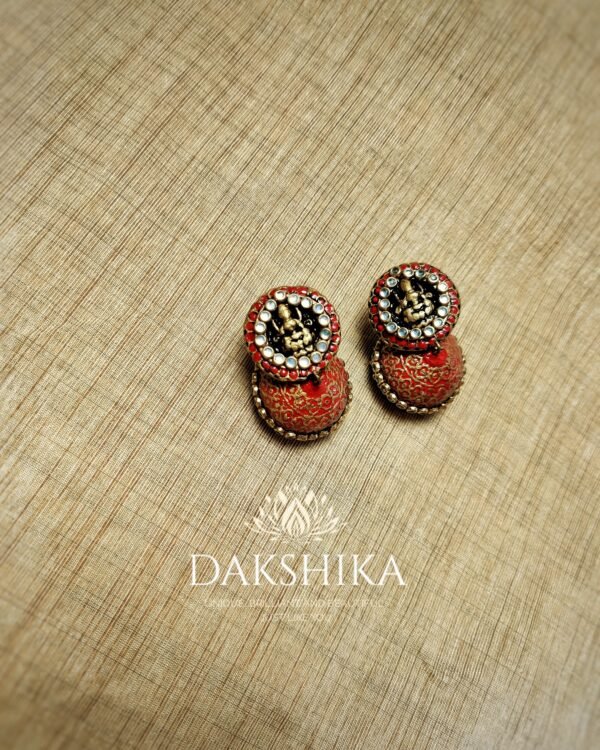 Terracotta- Medium Size Jhumka ( Golden with Red & Black)