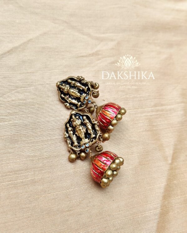 Terracotta- Big Size Jhumka ( Golden with Red )