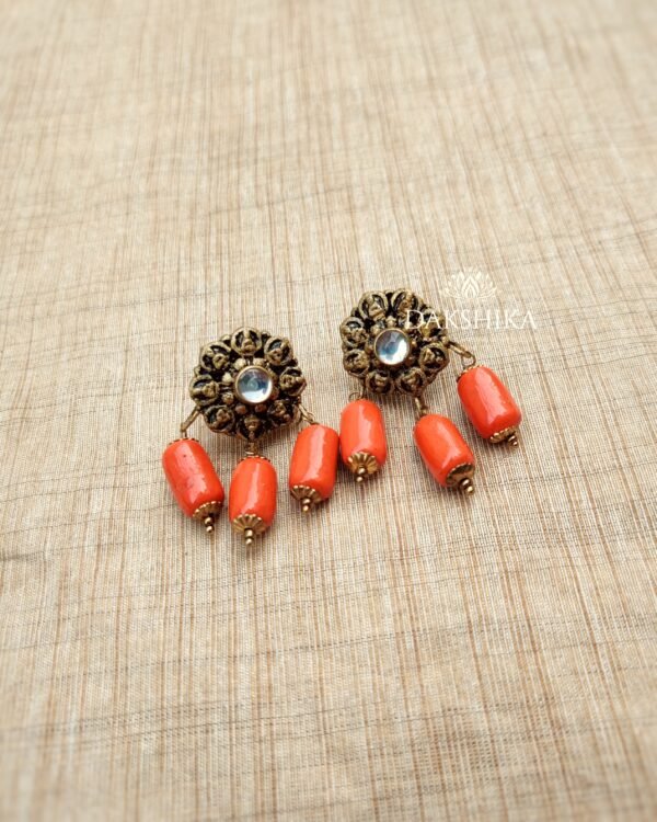 Terracotta- Small Size Earrings ( Golden with Orange)