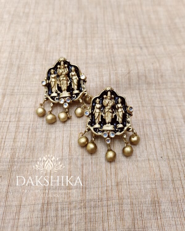 Terracotta- Medium Size Earrings ( Golden with Black)