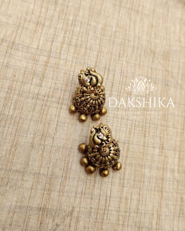 Terracotta- Small Size Jhumka ( Golden with  Black )