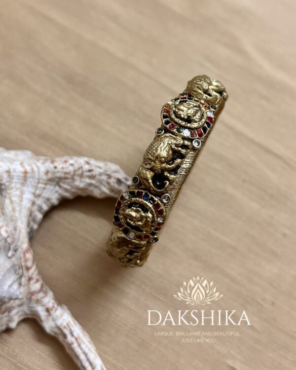 Terracotta- Necklace With Jhumka & Bangles (Golden With Pearl White ) - Image 2