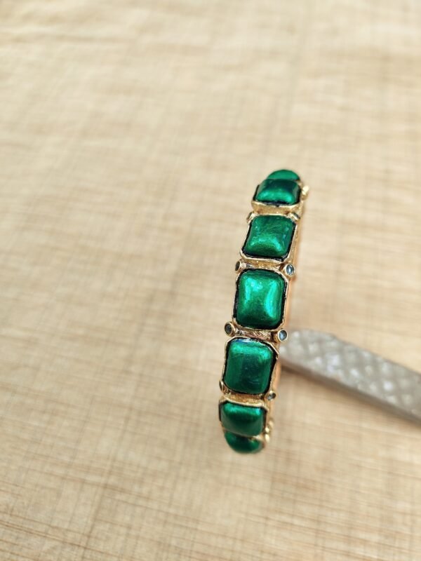 Terracotta- Clay   Bangles (Golden With Peacock Green )