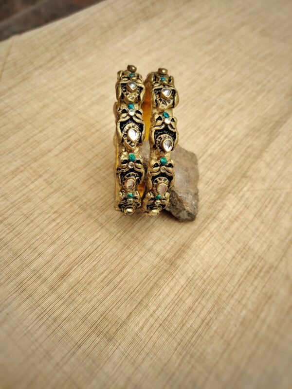 Terracotta- Clay   Bangles (Golden With Black)