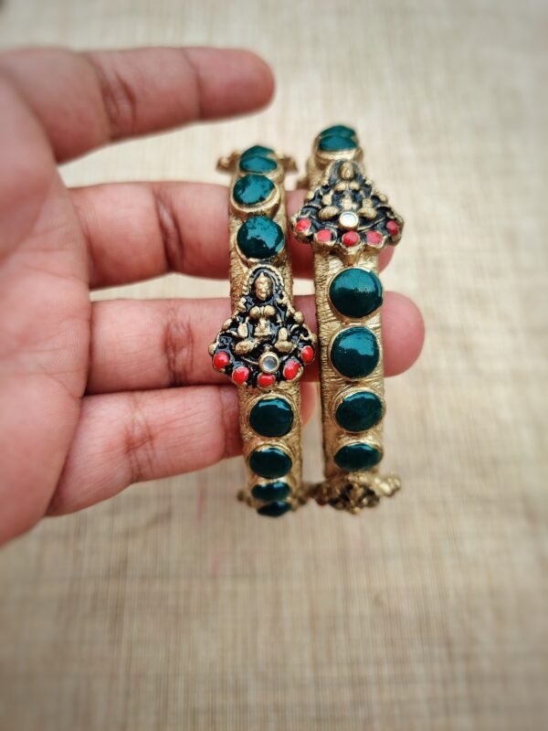 Terracotta- Clay   Bangles (Golden With Red & Green )