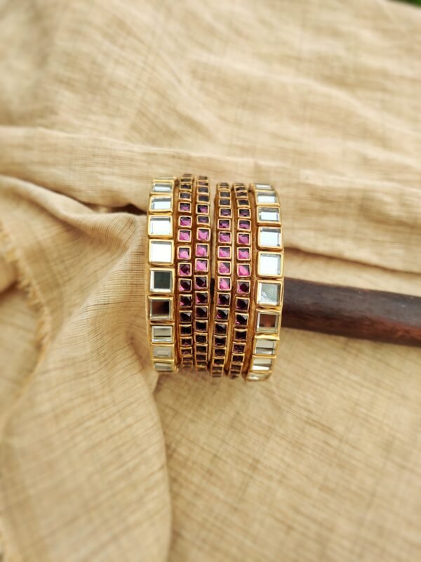 Terracotta- Silk Bangles With Stone ( Transparent with Brown )