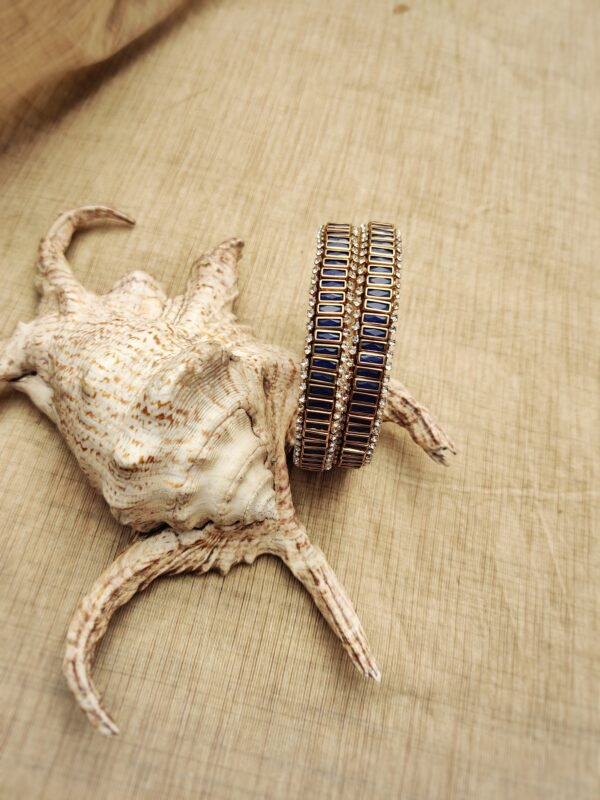 Terracotta- Silk Bangles With Stone ( Blue)