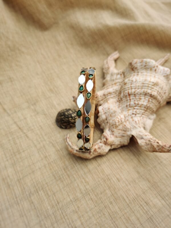 Terracotta- Silk Bangles With Stone ( Transparent with Black )