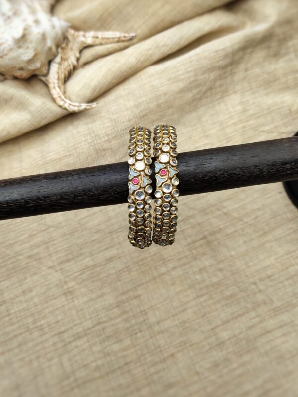 Terracotta- Silk Bangles With Stone ( Transparent with Pink )