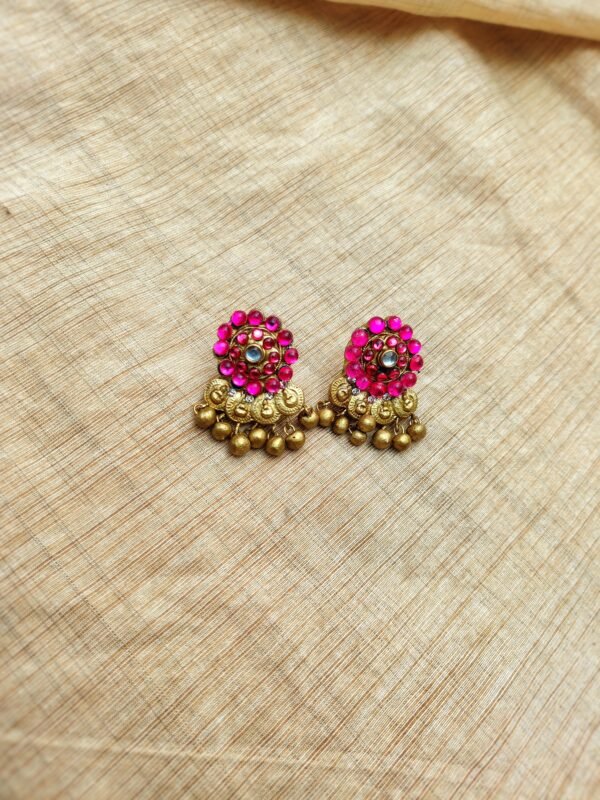 TERRACOTTA - Big Size Stud ( Golden With   Pink)