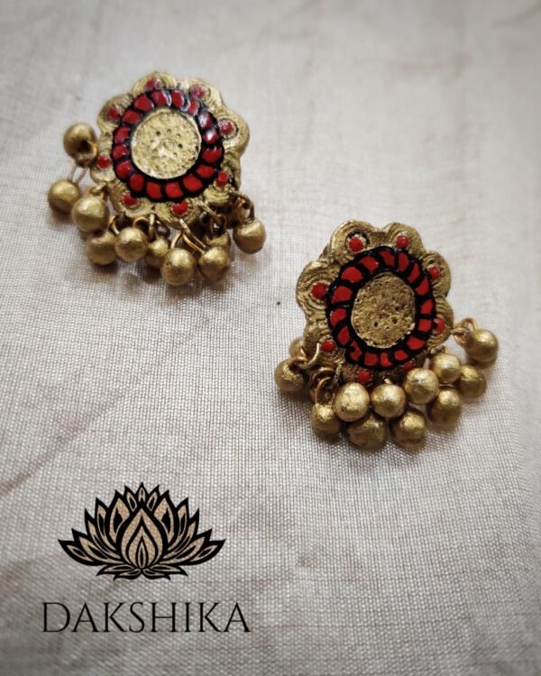 TERRACOTTA - Big Size Stud ( Golden With  Maroon )