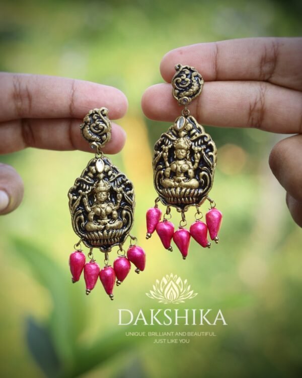 TERRACOTTA - Big Size Earrings ( Golden With   Pink)