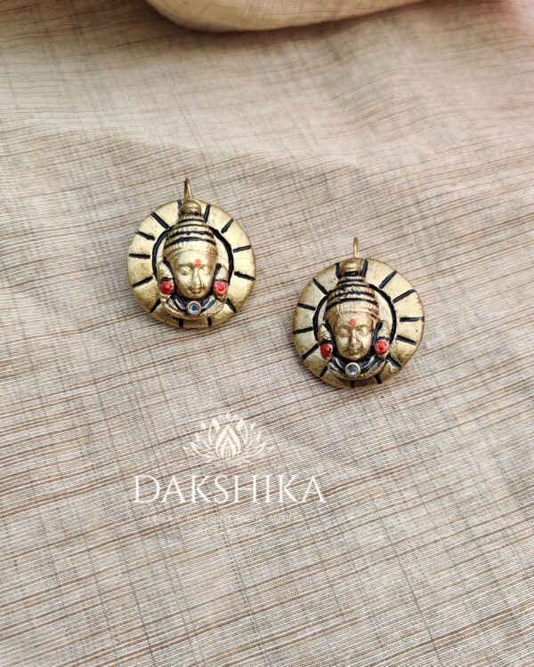 TERRACOTTA -Medium Size Hook Earrings  ( Golden With  Red)