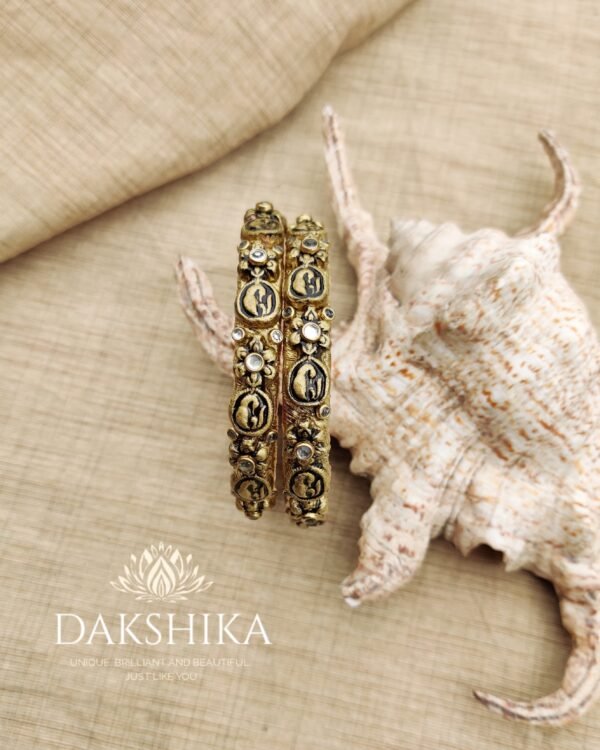 Terracotta- Clay   Bangles (Golden With Black)
