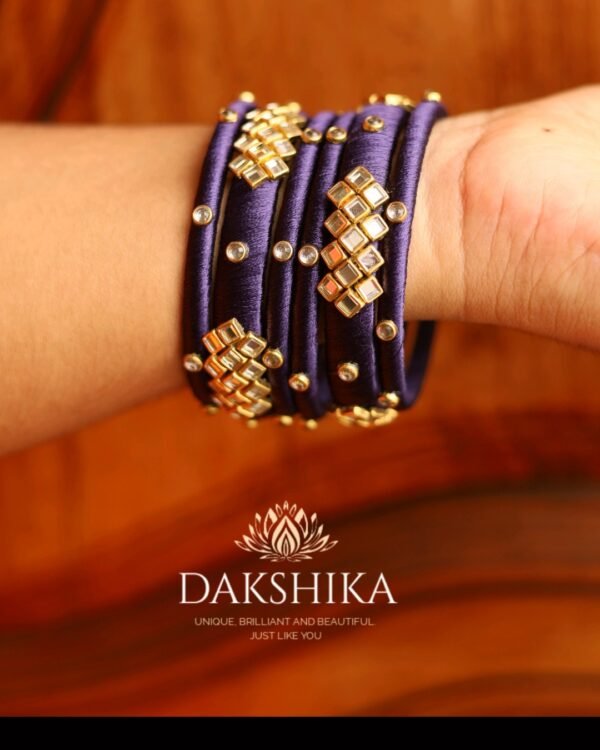 Terracotta- Silk Bangles With Stone (violet)