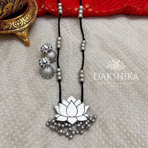 Ambuja- Long Necklace with Medium Size Jhumka - Image 2