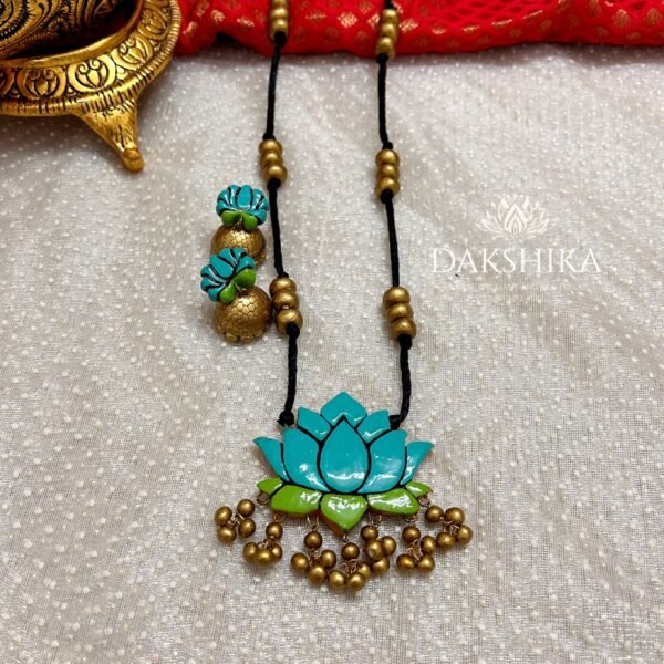 Ambuja- Long Necklace with Medium Size Jhumka - Image 3