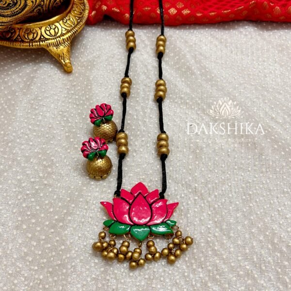 Ambuja- Long Necklace with Medium Size Jhumka - Image 4