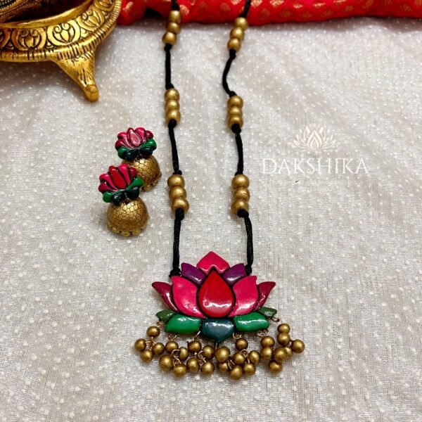Ambuja- Long Necklace with Medium Size Jhumka