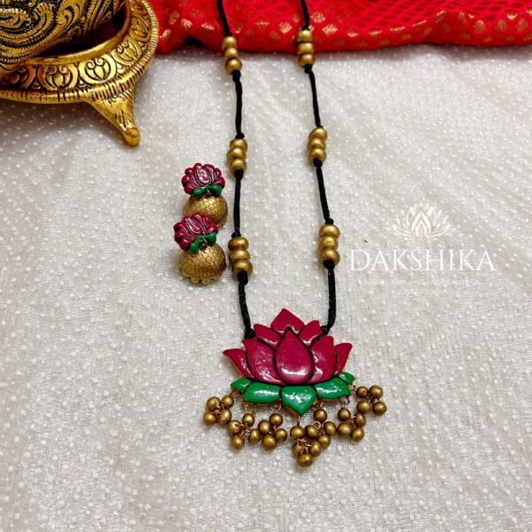 Ambuja- Long Necklace with Medium Size Jhumka - Image 7