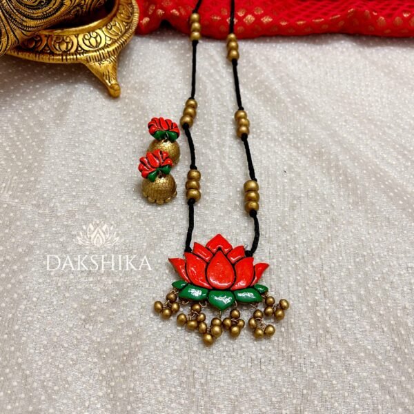 Ambuja- Long Necklace with Medium Size Jhumka - Image 8