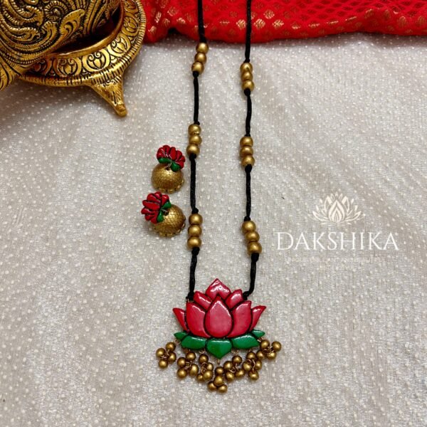 Ambuja- Long Necklace with Medium Size Jhumka - Image 9