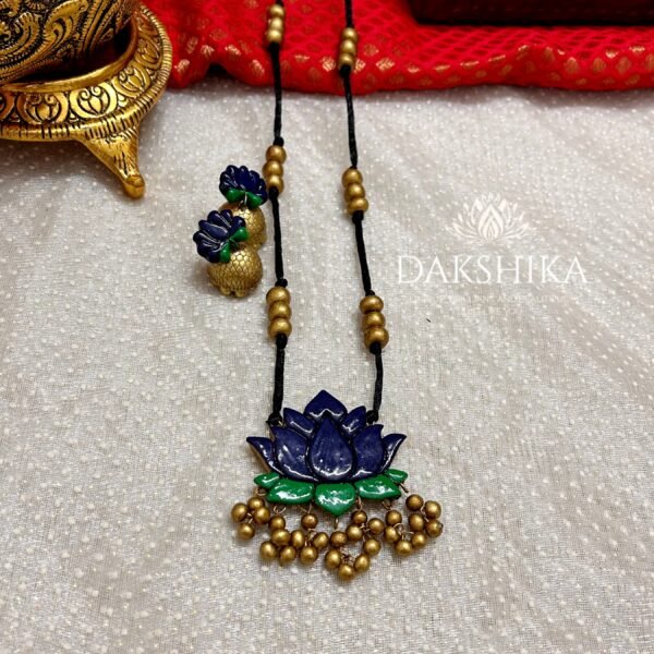 Ambuja- Long Necklace with Medium Size Jhumka - Image 10