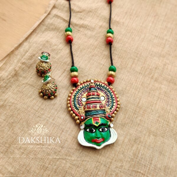 Kadhakali- Pendant with medium Size Jhumka ( Golden with Multi colour )