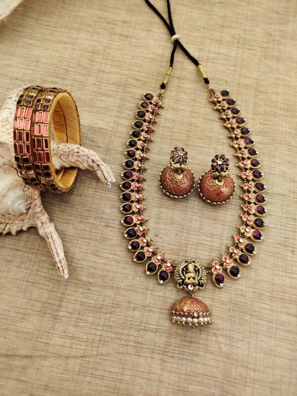 SARANGI-Terracotta- Necklace With Jhumka & Bangles (Copper With Brown )