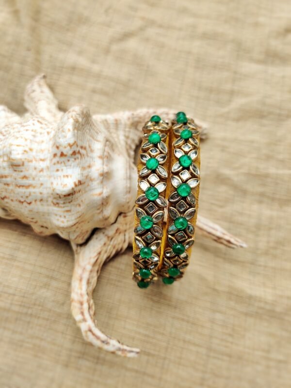 - Stone  Bangles (Green  With Transparent stone )