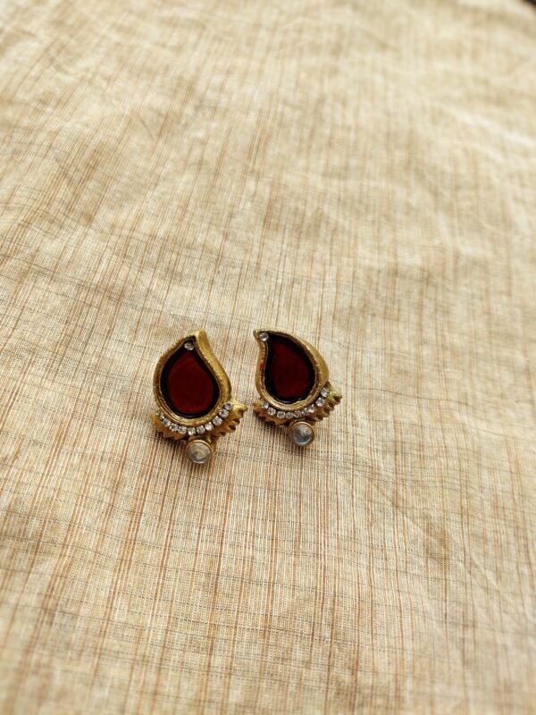 Palakka- Terracotta- Big Size Earrings ( Golden with Red)